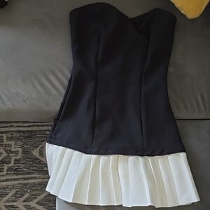 Elegant Black and White Strapless Dress